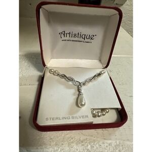 ARTISTIQUE Sterling Silver Simulated Pearl & Crystal Y Necklace - 18 in. - $250